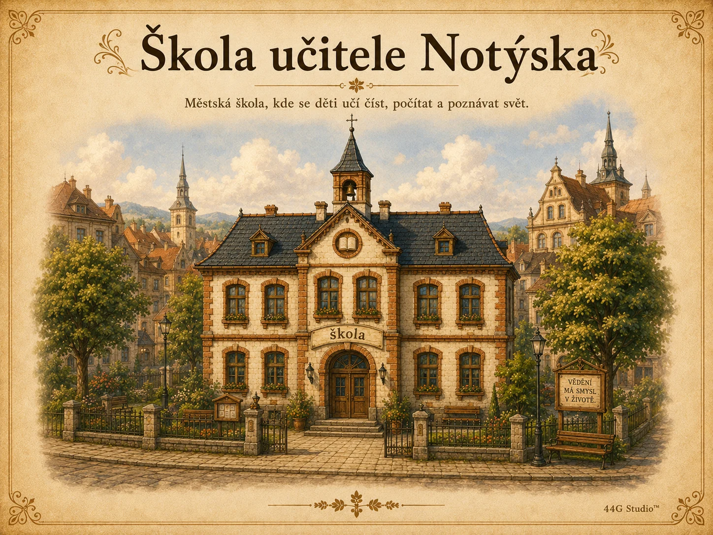 Škola učitele Notýska v obrazovém systému pohádek.